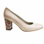 Oferta marimea 37 - Pantofi eleganti dama, bej, mozaic, din piele naturala box, toc 6 cm - LNA87BEJ2